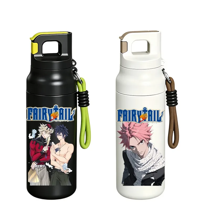 Fairy Tail 580ml Stainless Steel Insulated Water Bottle One Touch Lid with Lanyard Christmas Gift