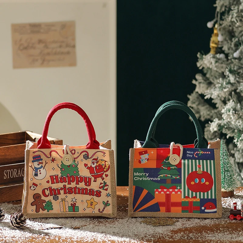 แฟชั่น Creative Christmas Eve Tote กระเป๋าน่ารักกระเป๋าขนาดใหญ่ความจุกระเป๋าถือขนาดเล็กแบบพกพาการ์ตูนพิมพ์มือถือของขวัญกระเป๋า