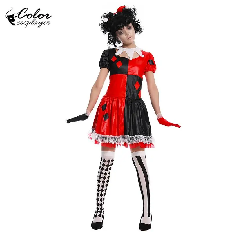 

Платье клоуна с красным сердцем для взрослых, костюм на Хэллоуин, женская одежда для выступлений на сцене, карнавальная вечеринка, новинка, одежда