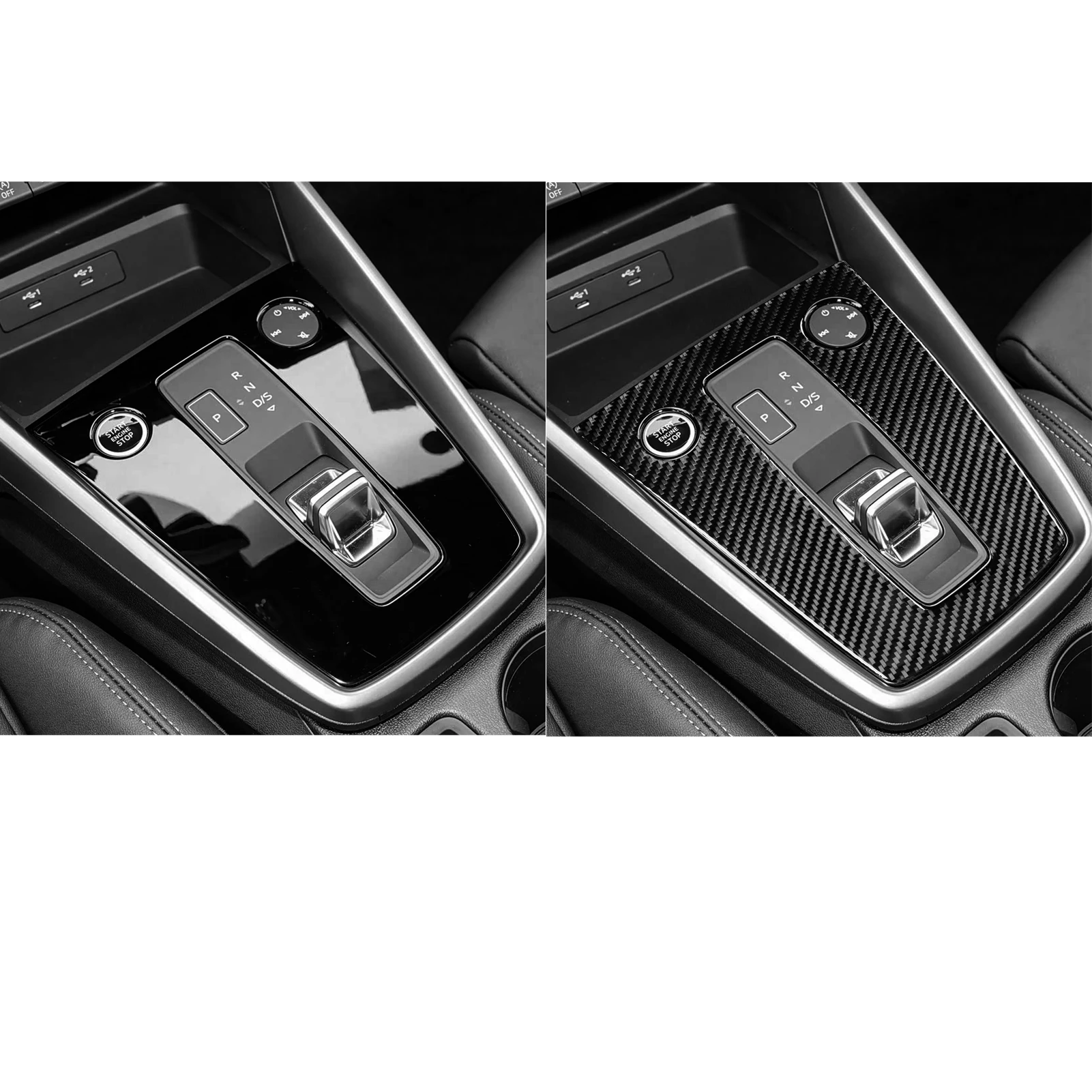 Auto-Schalthebel-Panel Zubehör Innenausstattung Echte Weiche Carbonfaser-Aufkleber für Audi A3 S3 8Y 2021 2022 2023 2024 RHD LHD – Detail 7