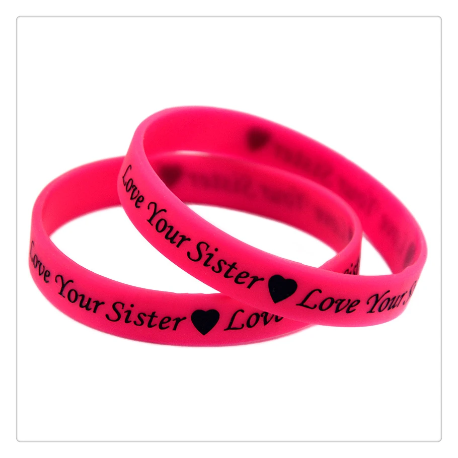 1 Stück „Love Your Sister“-Armband aus Silikonkautschuk, inspirierendes Armband, das beste Geschenk für Freunde, Erwachsenengröße. – Detail 5
