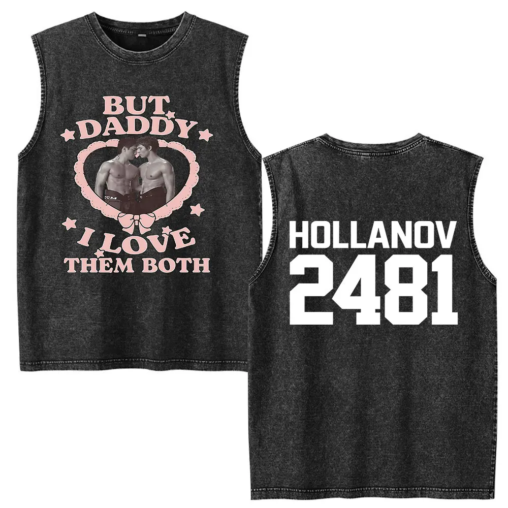 Heated Rivalry But Daddy I Love Them Both Shane Hollander‌ Ilya Rozanov Washed Tank Tops T Shirt Men Sleeveless Vest T-shirts