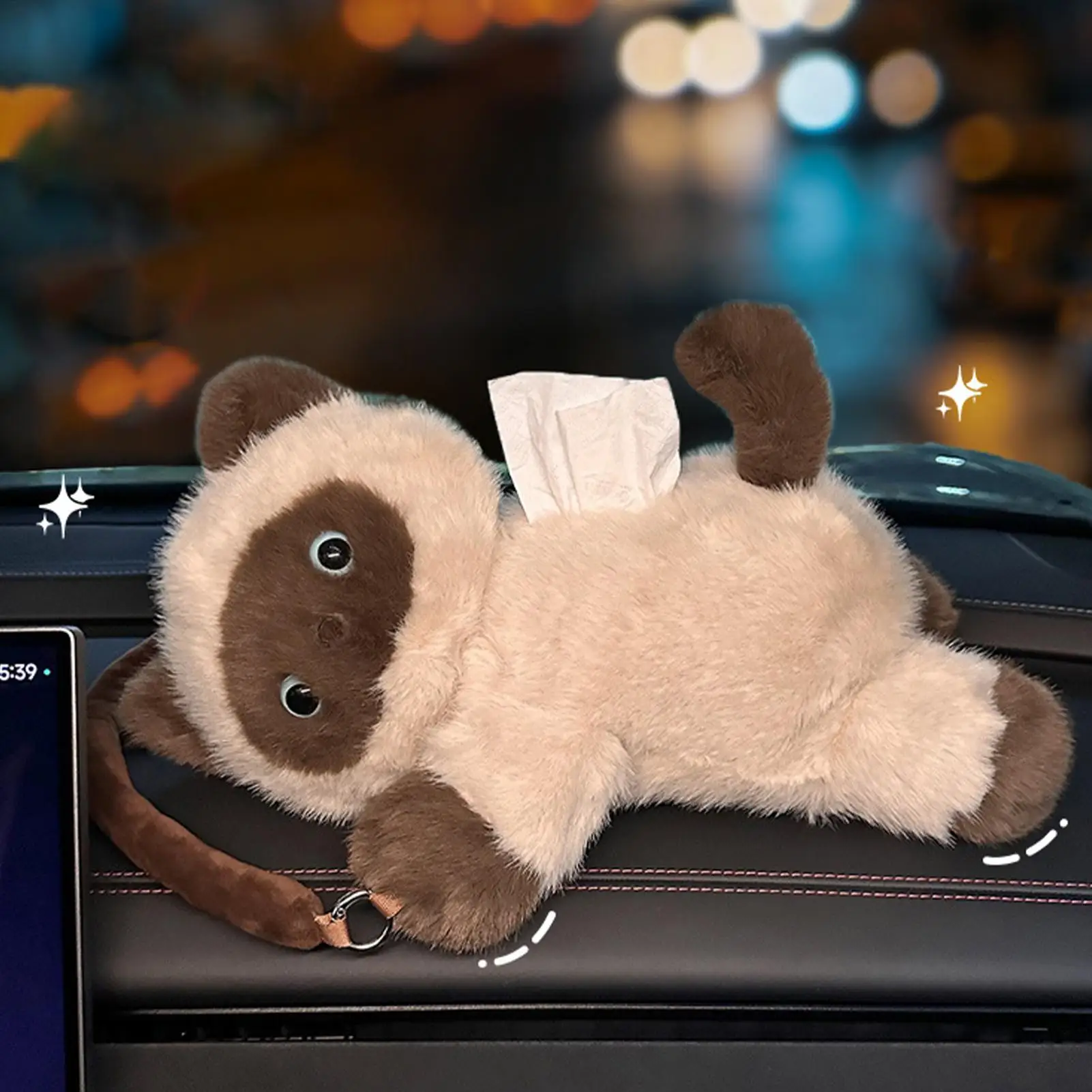 Plush Cat Tissue Holder For Car Plush Cat Backseat Facial Paper Organizer Car Tissue Box Holder For Vehicle Suv Truck Travel