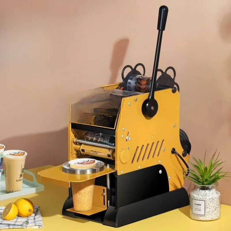 Automatic film sealing machine beverage soy milk high cup semi-automatic milk tea