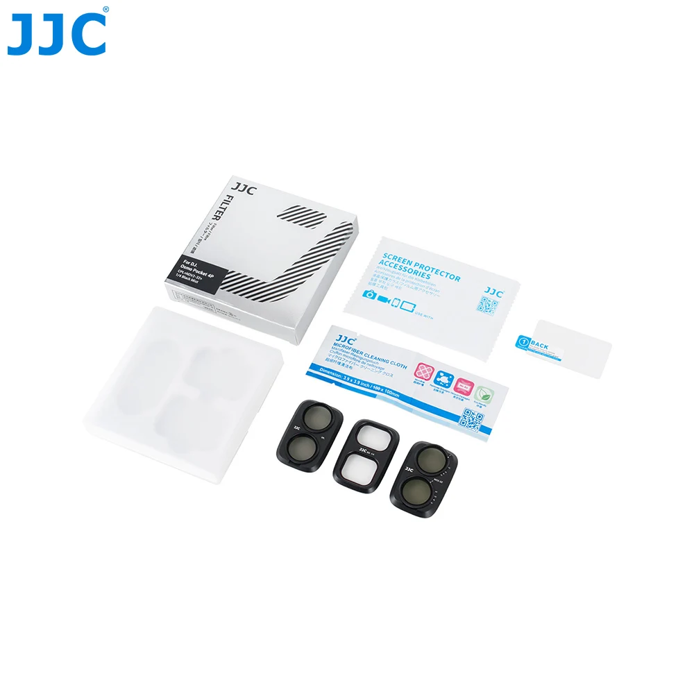 JJC filterset voor DJI Osmo Pocket 4P UV CPL ND2-32 variabele filter lichtfilter, eenvoudig te bevestigen.