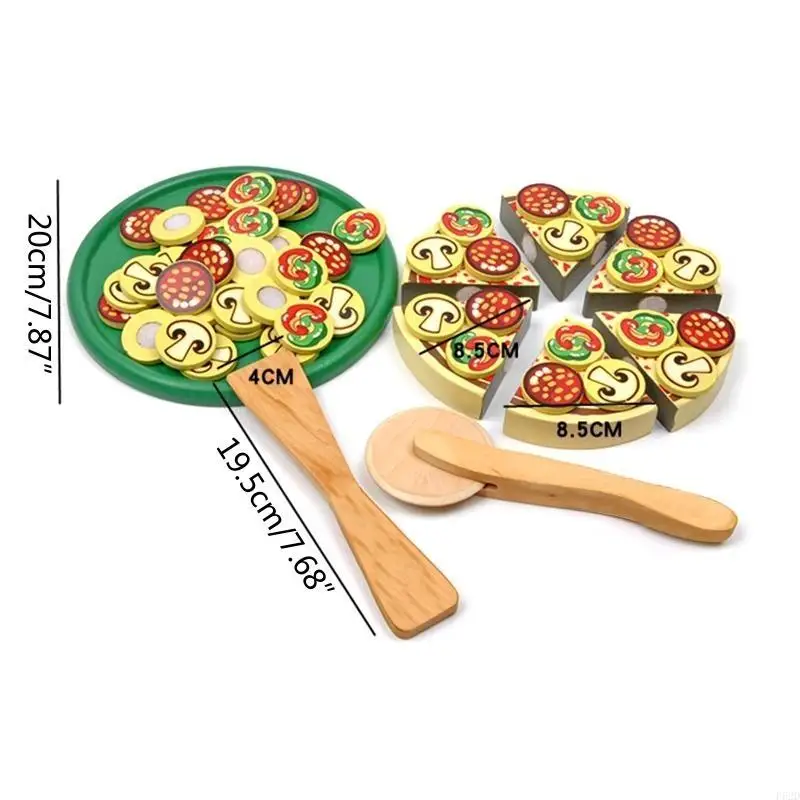F62D Cocina simulación juguetes Modelo juguete Pizza con cortador y rebanada vegetales Puzzle magnético Interactive Toy