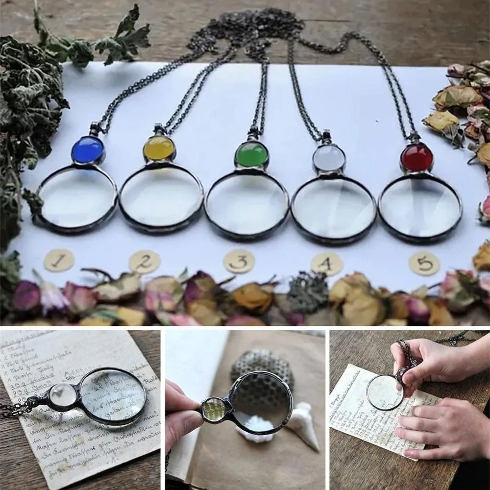 Magnifying Glass Magnifying Glass Retro Style Alloy Loupe Pendant Long Chain Magnifying Glass Pendant Mother's Day Gift