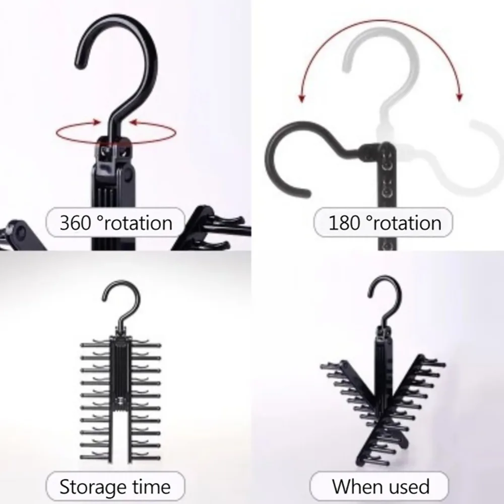 Durable Plastic Tie Rack 20 Rows Multifunctional Scarf Holder Space-saving Hanging Tie Organizer Daily Use