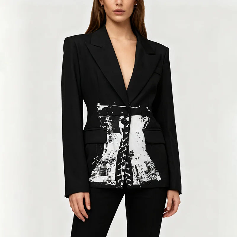 

Высококачественный женский облегающий пиджак с цветными блоками, осенний темпераментный пригородный стиль, модная деловая повседневная верхняя одежда