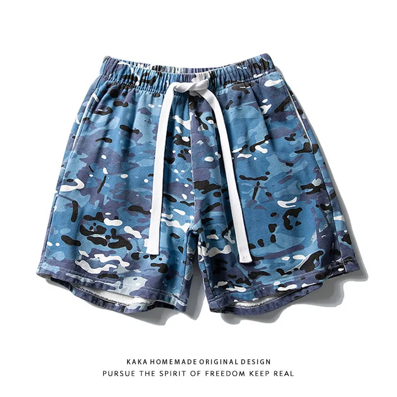 

Japanese Streetwear Camouflage Sports orts Men's Summer Loose Breathable Casual Waed Dstring Four-quarter Pants