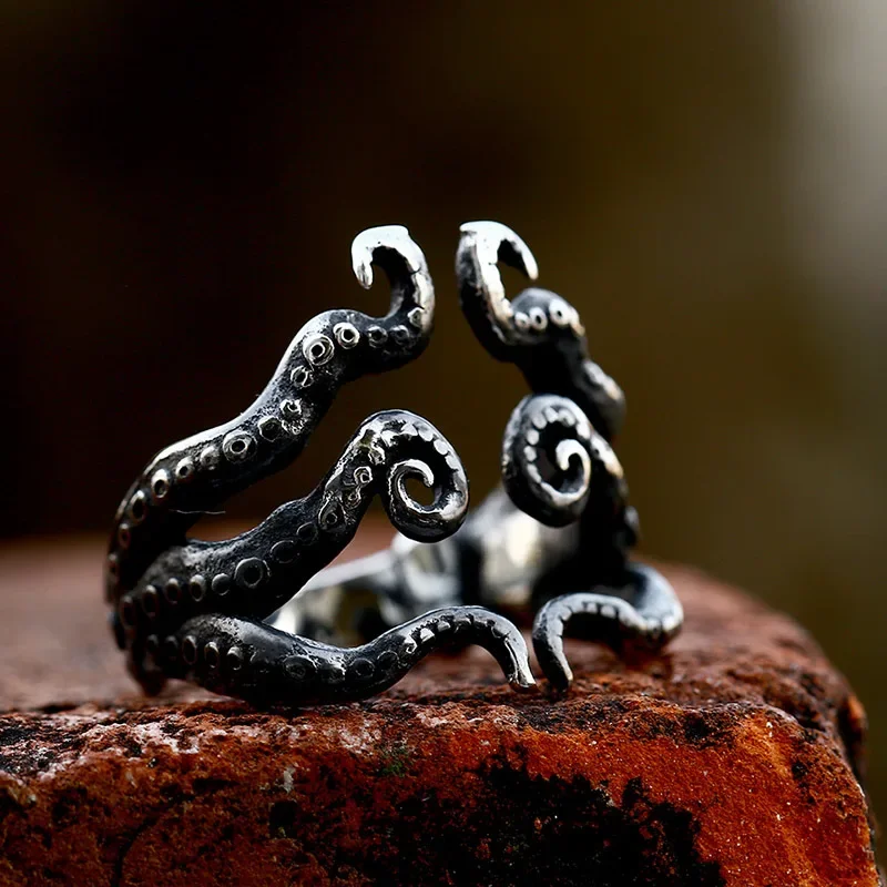 Cthulhu Mythology Ocean Octopus Tentacle Opening Adjustable Ring Men's Punk Trend Jewelry