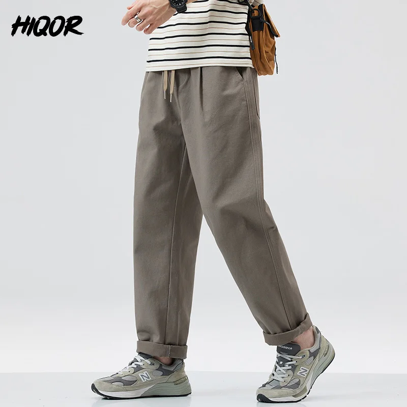 HIQOR New In Men\'s Cargo Pants Pantalons Cargo Casual Straight Trousers Unique Pockets Embroidery 98% Cotton Baggy Pants for Men