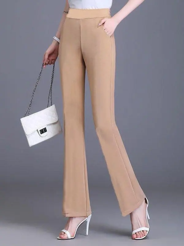 Women's Casual Flared Pants High Waist Loose Slimming Comfortable l Waist Effect 3D Asymmetric Casual Trousers