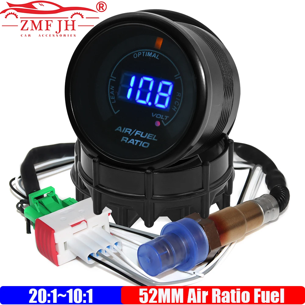 

ZMFJH бензиновый автомобильный 12 В цифровой 52 мм датчик соотношения воздуха и топлива узкополосный датчик кислорода 0258006028 дымовая линза AFR метр 20:1-10:1