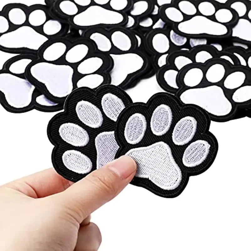 【セール中】10 個刺繍犬猫パッチ生地足跡セット衣類バックパックアクセサリー用アイロン接着修理アップリケ工芸品
