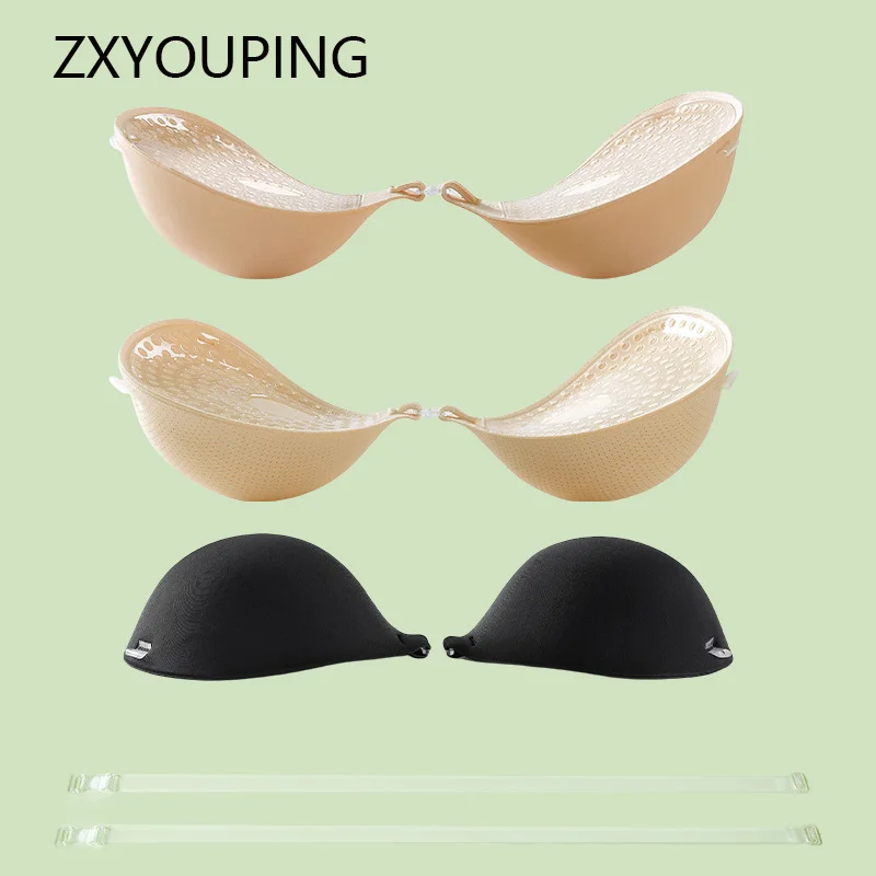 

New Upgrade 5cm Thick Breathable Adhesive Bra Silicone Nipple Tape Front Push Up Bra Reusable Invisible Strapless Bra