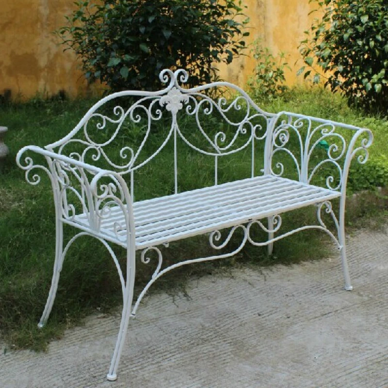 

French Decoration Garden Chairs Upholstered Back Classics Waiting Garden Chairs Metal Lounge Muebles Jardin Balcony Furniture