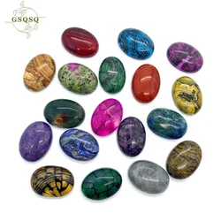 1pc Oval Natural Stone Non-porous 18x25mm Tiger Eye Stone Agate Beads Flat Back Dome Undrilled Semi-gem Beads DIY Ring Jewelry