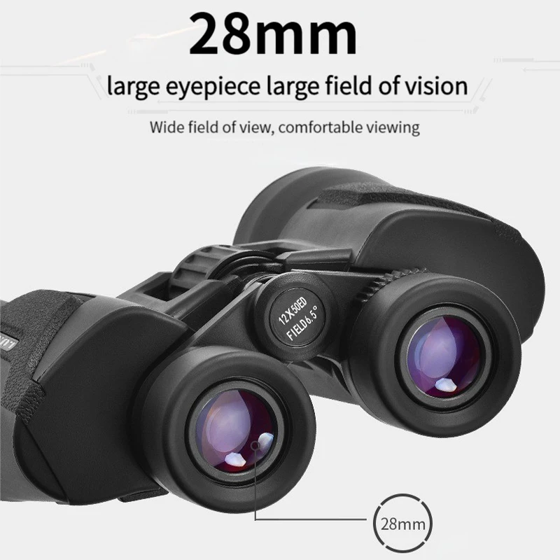 LUXUN 12x50 ED Binoculars Telescope Bak4 Night Vision Spyglass Powerful and Long Distance Binoculars Hunting Fishing Camping