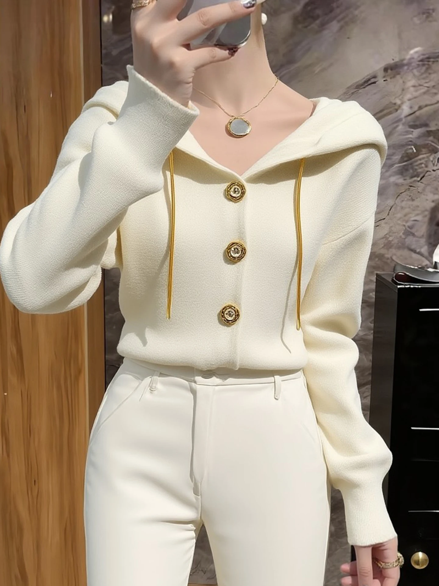 

Вязаный кардиган Ele с одной пуговицей, мягкий и удобный, женский, в корейском стиле, прямого кроя, с длинными рукавами, весенний