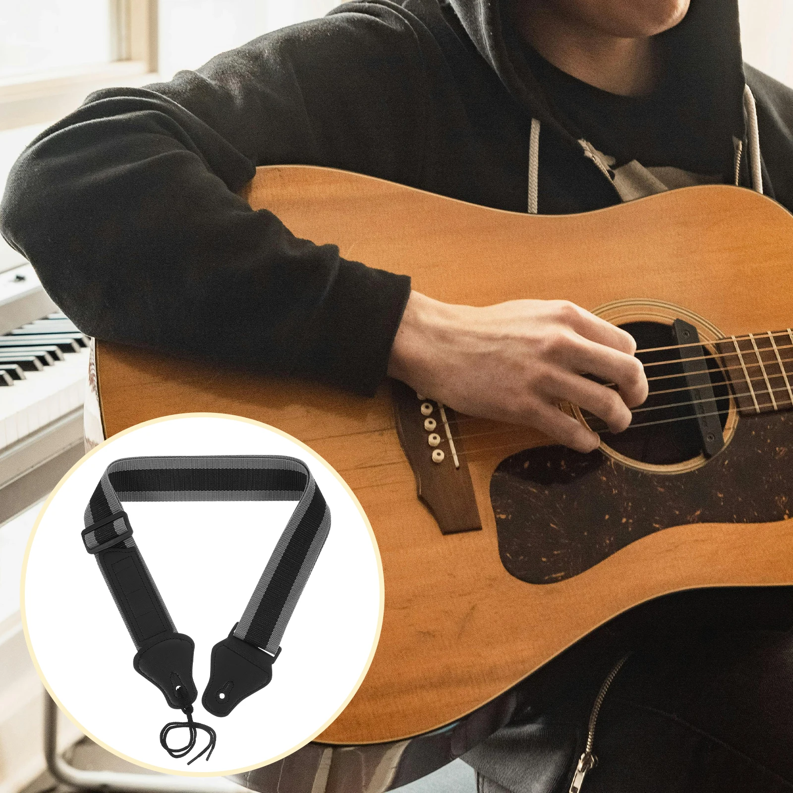 

Guitar Strap For Classical Acoustic Electric Bass Durable Shoulder Universal Fit Adjustable Comfortable With Pick