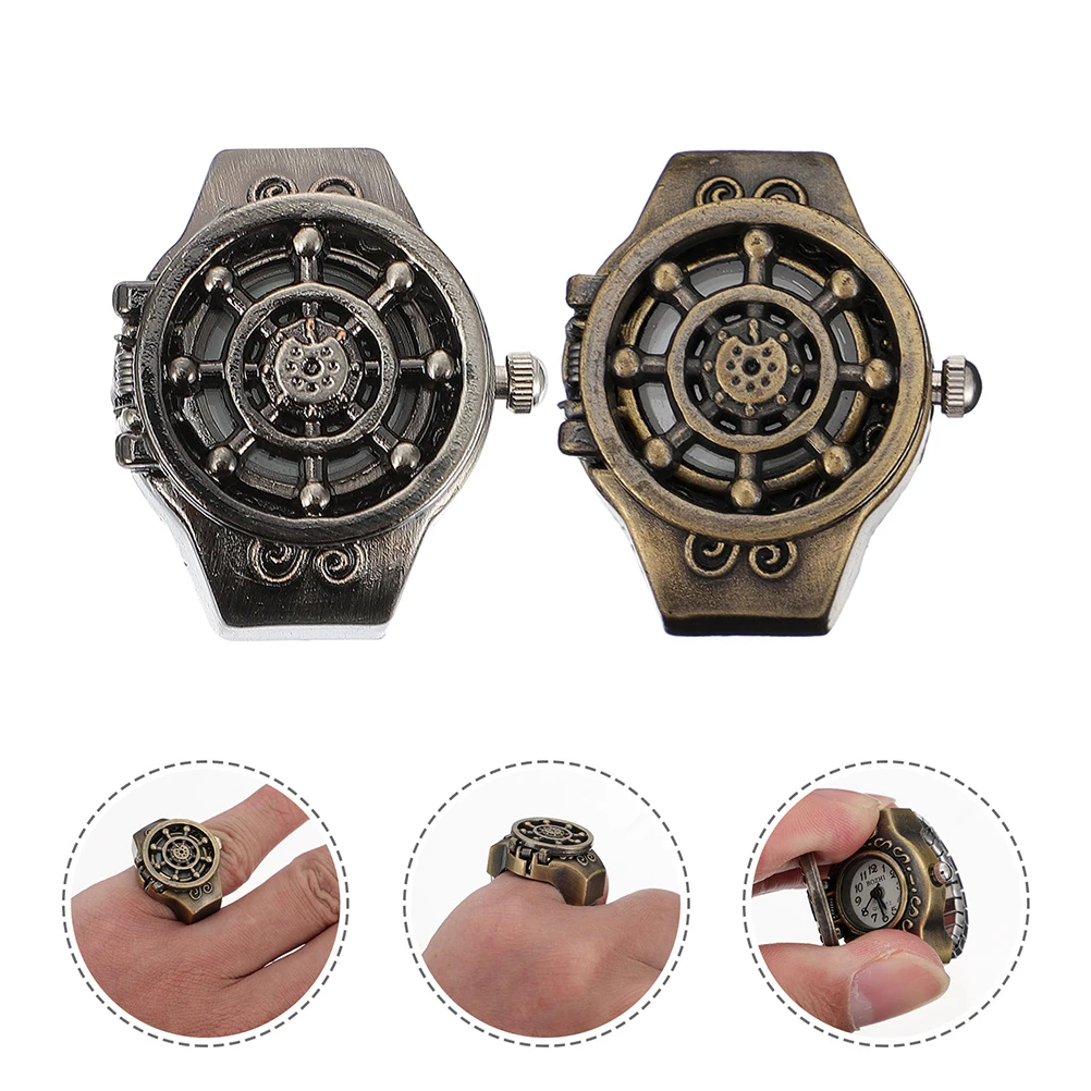 

Retro Rudder Ring Watch Vintage Zinc Alloy Decorative Finger Fashion Accessory Durable Non Rust Stylish Design