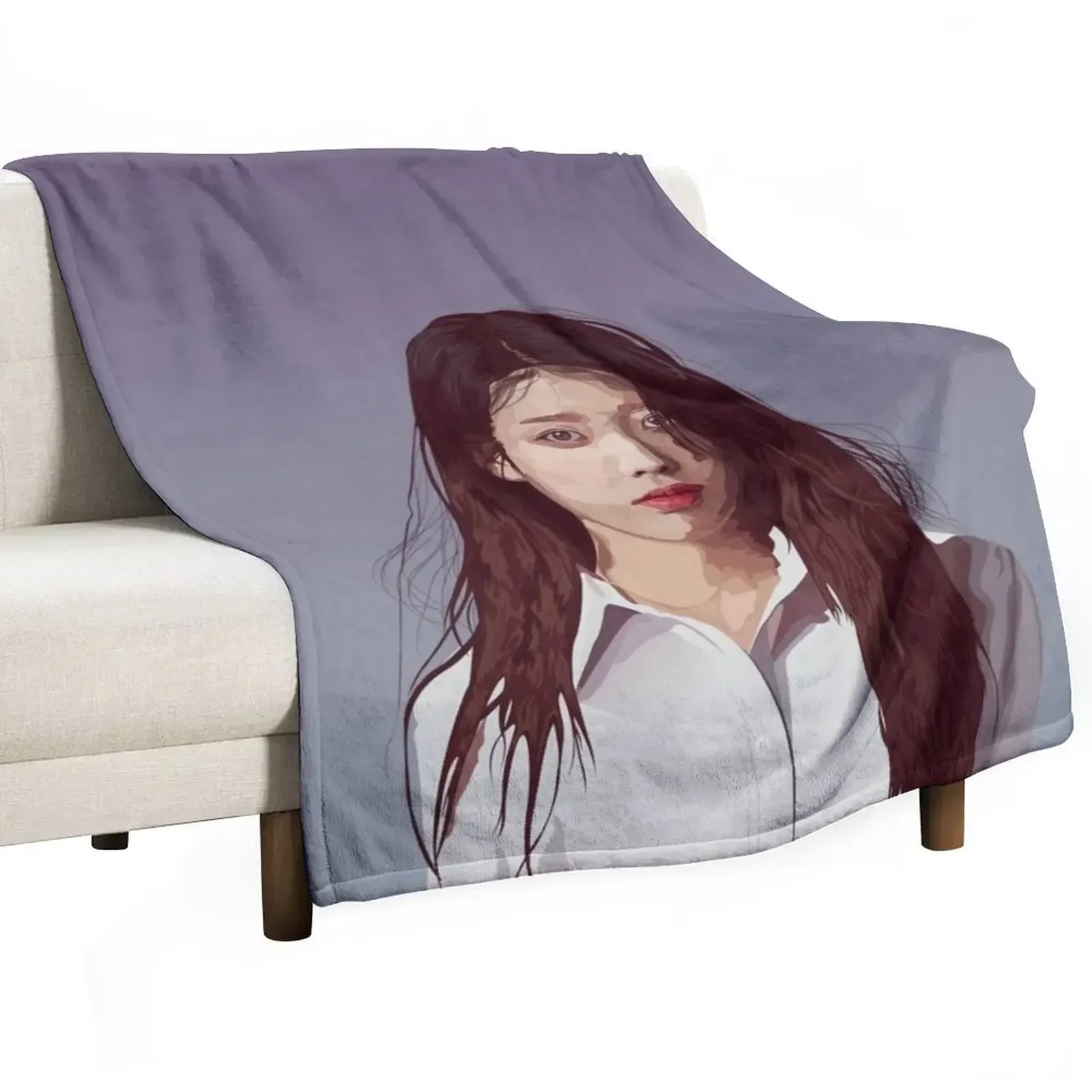 

IU (Lee Ji Eun)  Lilac Album Portrait Throw Blanket Plaid Luxury Brand Sofa Blankets