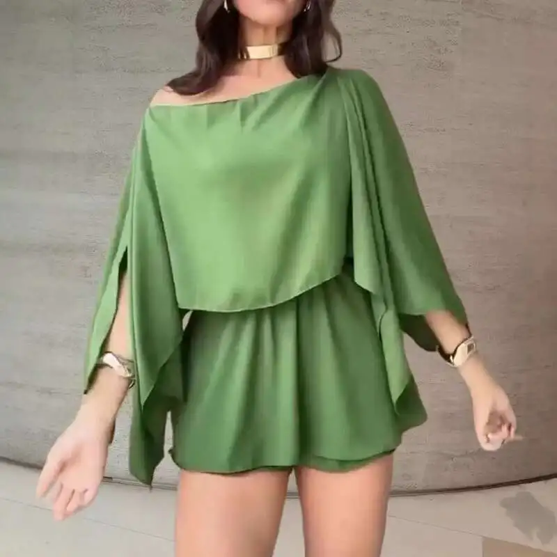 

2025 Lady Elegant High Street Shorts Outfit Summer Simple Solid Women's 3 Piece Set Casual Multi Color Loose Commuter Suit
