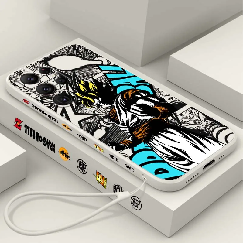 

Anime Hot Goku Dragon Ball Phone Case For Samsung Galaxy S26 S25 S24 S23 S22 S21 S20 S10 Edge Ultra Plus FE Liquid Left Rope