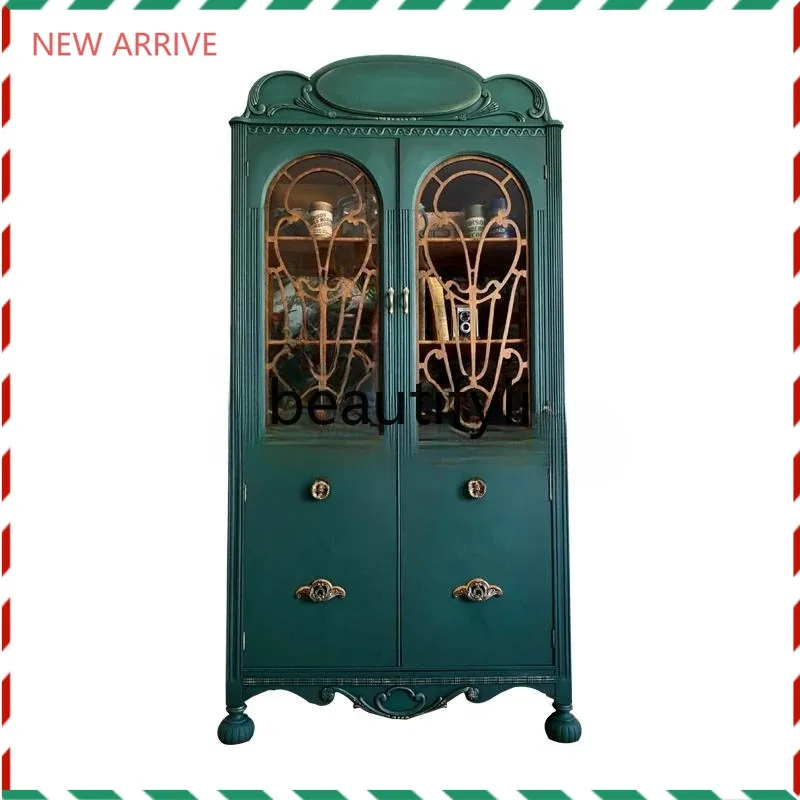 

D2520 Retro old wine cabinet/French living room display cabinet/medieval solid wood corner cabinet