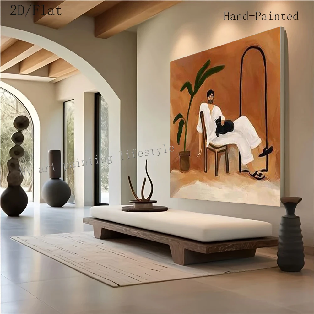 

100% Handmade Abstract Oil Painting On Canvas French Figure Wall Art Picture Thick layer Mural For Home Living Room Decor Image