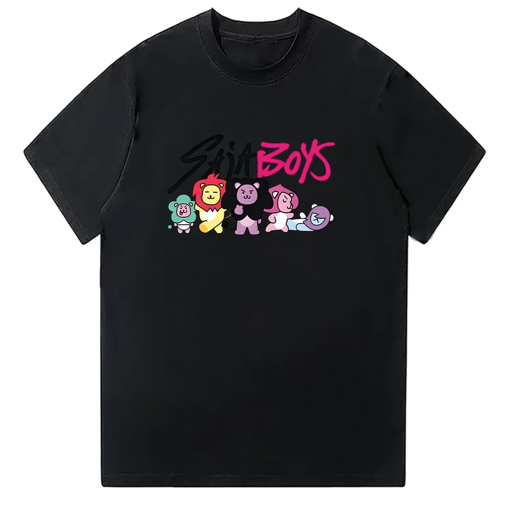KPop شيطان الصيادين ساجا بوي الأسد تمائم تي شيرت روك ستار ميرش قميص Kpop النساء الرجال تي شيرت Kawaii الكرتون طباعة بلايز الملابس #3