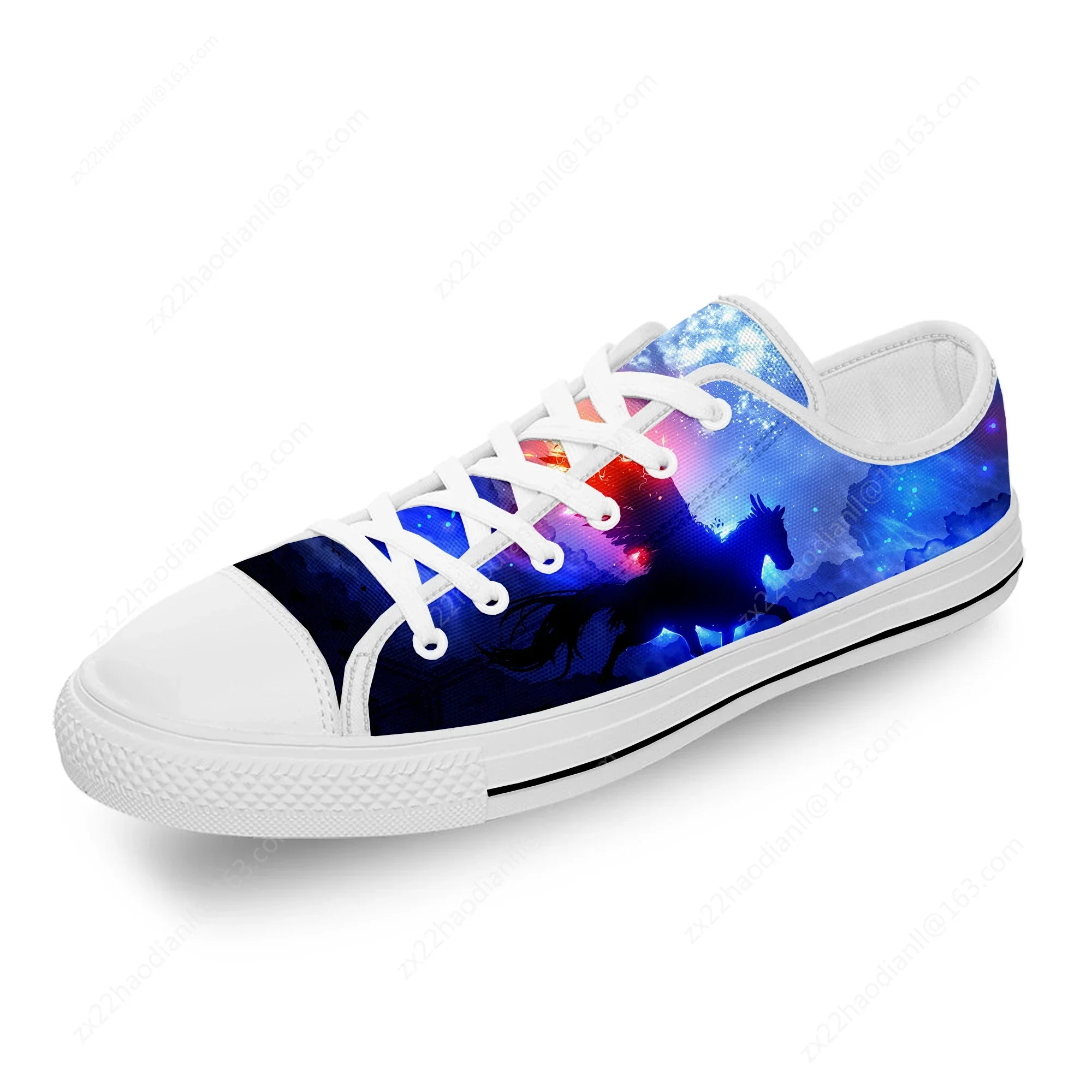 3D Horse Animal Aesthetic Cool White Cloth Fashion 3D Print Low Top Canvas Shoes Men Women Lightweight Breathable Sneakers