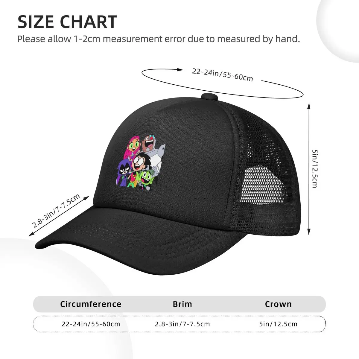 Teen Titans Picture Mesh Baseball Caps Snapback Fashion Baseball Hats Breathable Casual Casquette Outdoor Unisex