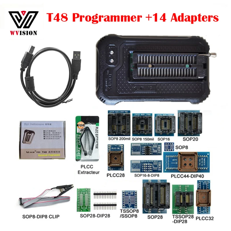 

XGecu T48(TL866-3G) Programmer Support 31000+ ICs Upgrade Version of TL866II Plus for SPI/Nor/NAND Flash/EMMC BGA/TSOP/SOP/PLCC