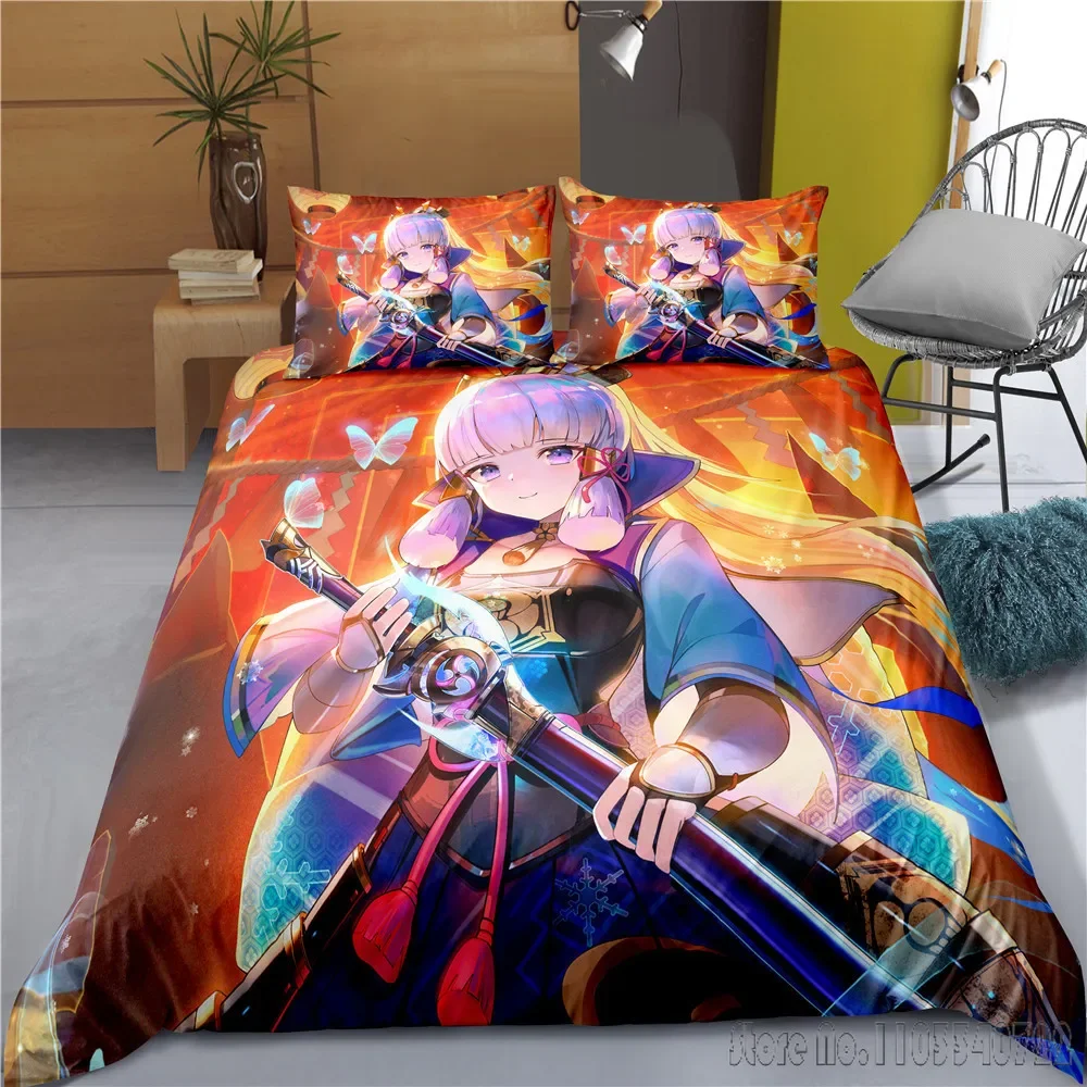 Indecor Genshin Impact Keqing Duvet Cover Set HD Comforter Cover for Kids Bedding Sets Bedclothes Bedroom Decor