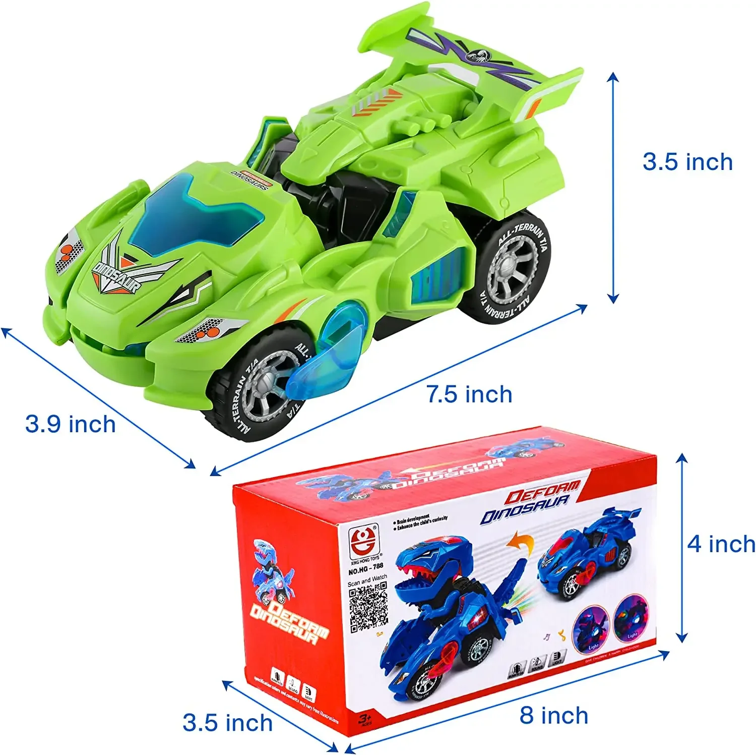 Dinosaur Deformation Car Toy Automatic Conversion Robot Model With Light Music Toy Car Suitable For Children Aged 3 And Above