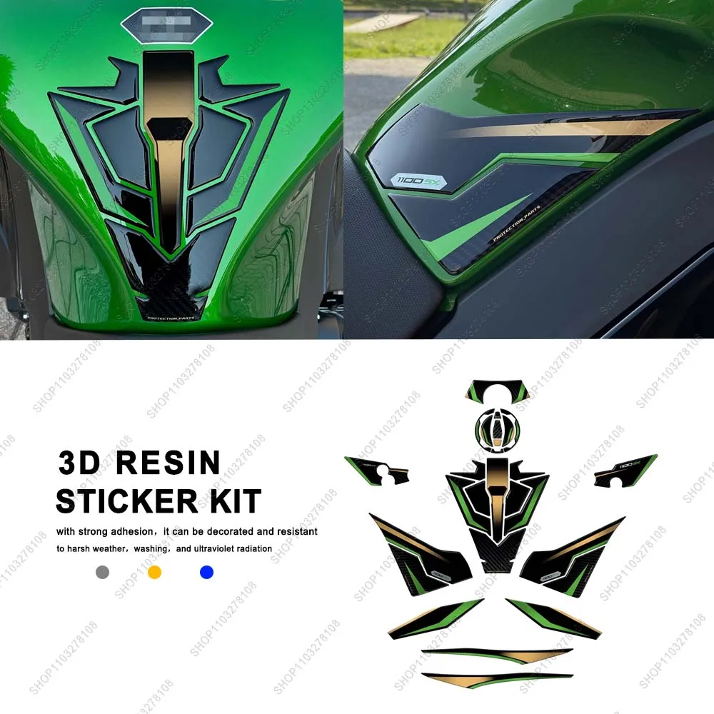 

3D Resin Sticker Kit For Ninja 1100 SX SE 2025 Motorcycle Accessories Fuel Tank Pad Waterproof Protective kit Sticker