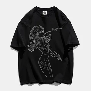 T-shirt printed around the neck, cartoon animation, peripheral, evangelion, ayanami king, neon, genesis, short sleeve, first machine, couple 10 Main Sales Evangelion Shirt - №4
