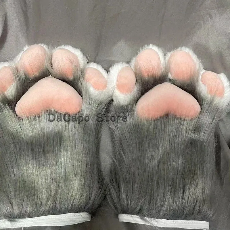 

COSda@Fursuit Paws Glove Kigurumi Cat Paws Cartoon Plush Furry Cosplay Kig Costume Tiger Cat Claws Full Finger PatchworkCOSda@