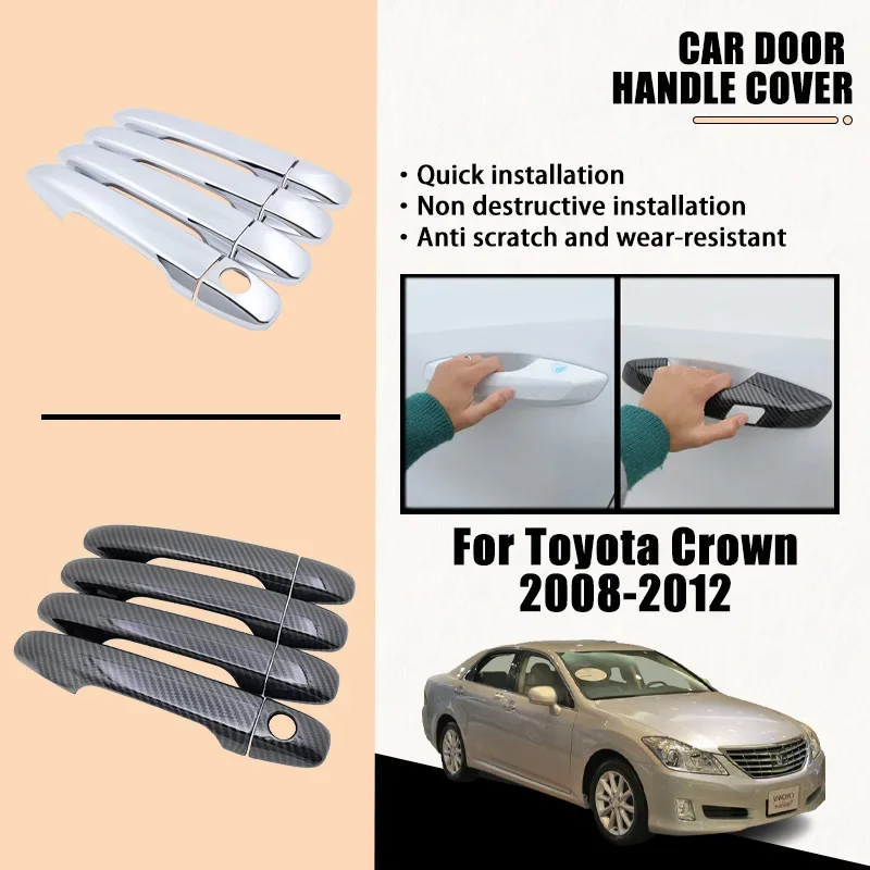 Door Handle Covers For Toyota Crown S200 2008-2012 2009 2010 2011 Carbon Fiber Chrome Car Accessories Catch Rustproof Stickers