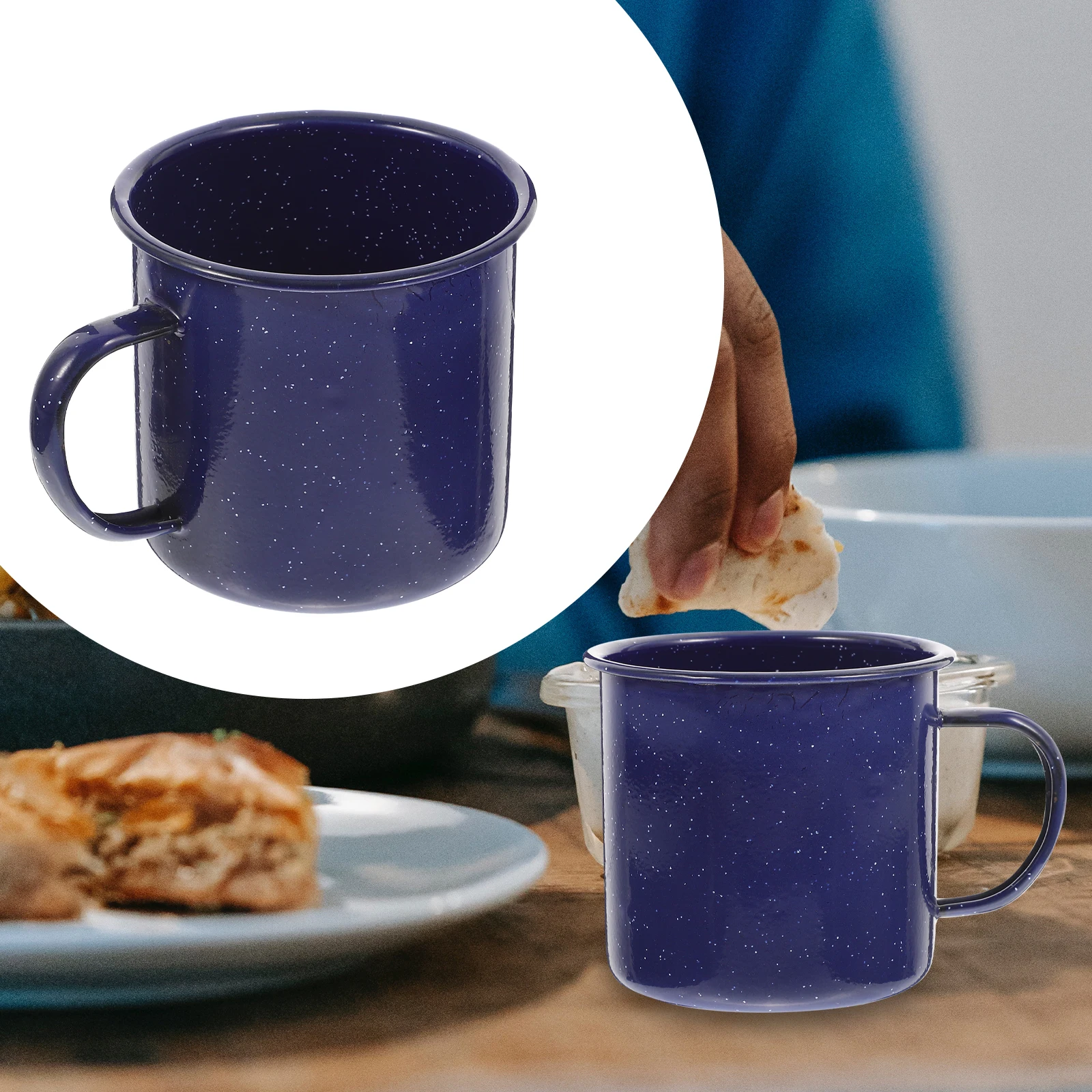 

Breakfast Milk Cup Camping Coffee Mug Enamel Enamelware Outdoor Metal Cute Office