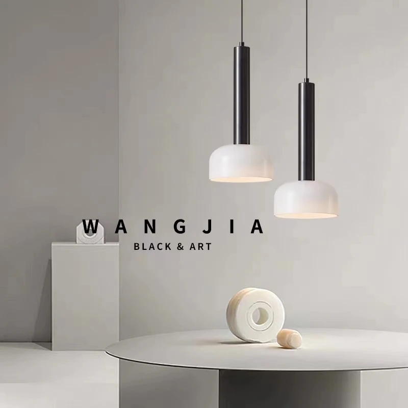 

Italian Designer Black and White Minimalist Glass Pendant Lights Home Decor Dining Room Kitchen Island Hanging Lamps