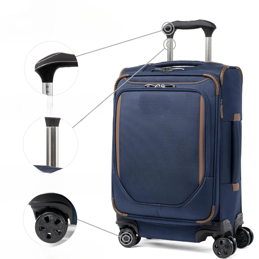 Softside Expandable Carry on Luggage, 8 Wheel Spinner Suitcase, Men and Women, Compact Carry