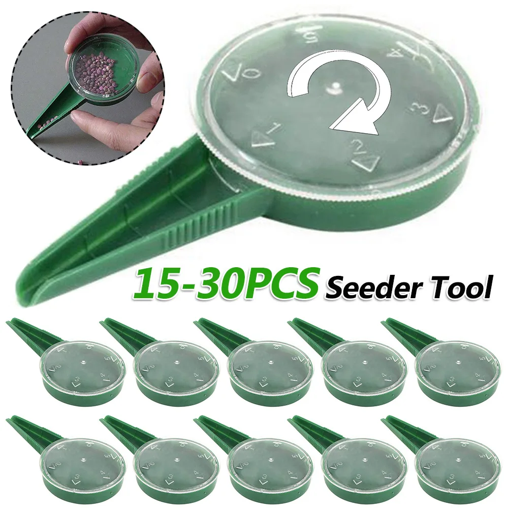 15-30PCS Seed Spreaders Hand Dial Garden Seeder Sower with Adjustable Hole Multi-function Portable Blackish for Gardening Sowing