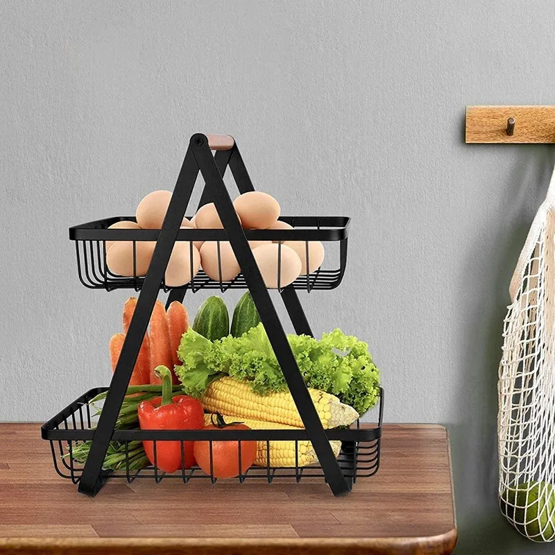 

2022 home office kitchen cabinet organizer vegetable storage baskets stainless steel fruits kitchen storage holders shelf rack