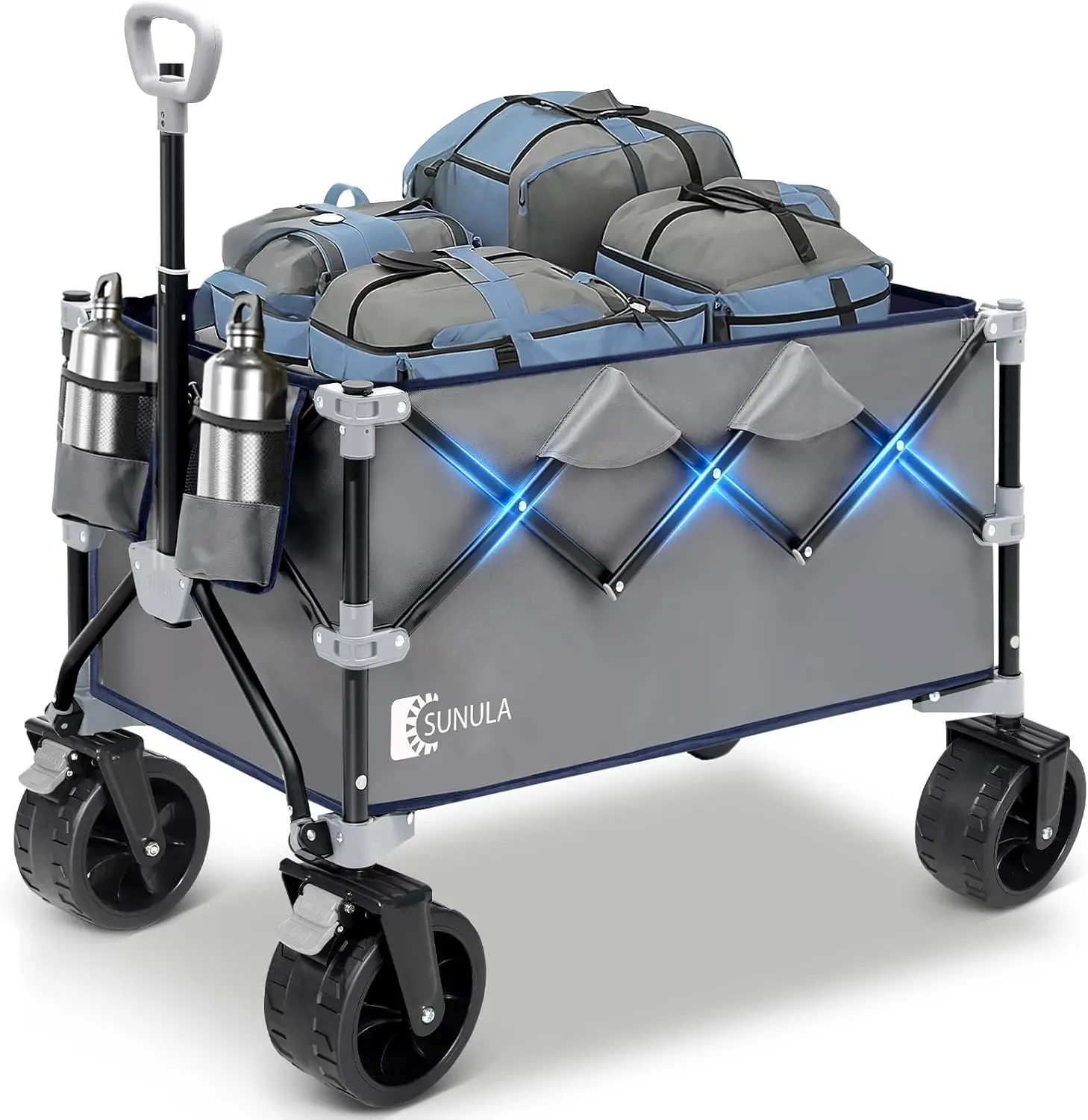 

Heavy Duty Foldable Wagon Cart 440lbs Capacity, All-Terrain Wheels for Camping Outdoor Garden Grocery Sports Utility