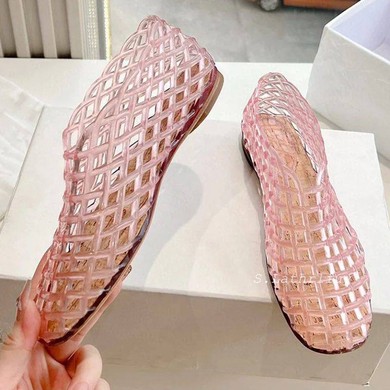 Summer Women's Round Toe Hallow Outs Casual Sandals Breathable Flat Beach Shoes Deep Mouth Lazy Loafers High Top Single Shoes