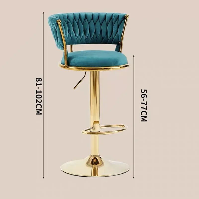 Rotating Modern Bar Chair High Foot Metalic Nordic Adjustable Backrest  Velvet Bar Stool Bar Stools For Kitchen Counter Stool