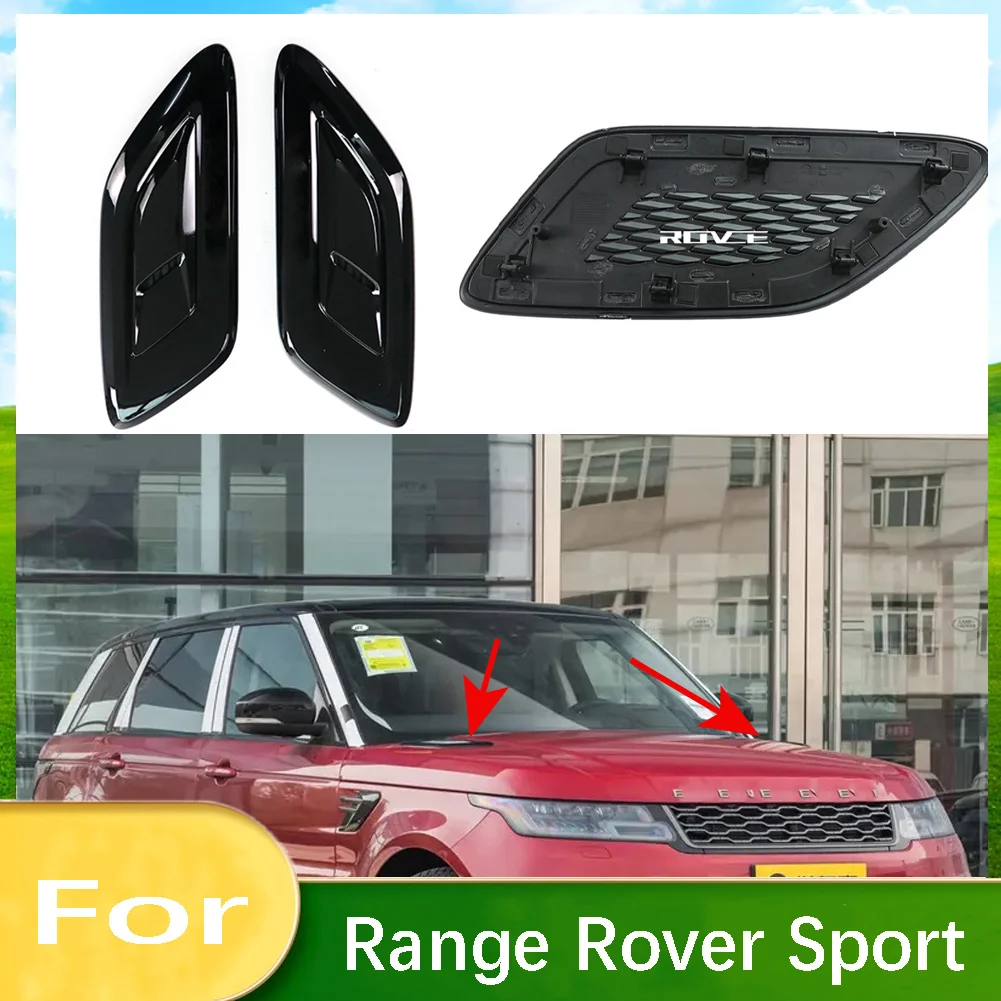 For Land Rover Range Rover Sport 2018-2022 Side Hood Air Vent Bonnet Molding Cover Black Car Front Engine Outlet Cowl Scoop Trim